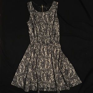 Heartsoul Beige Black Lace Overlay Dress